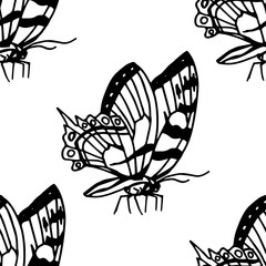 eamless vector pattern with butterflies