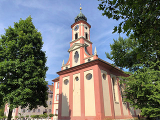 Castle church St. Marien or Schlosskirche St. Marien (Flower Island Mainau on the Lake Constance or...
