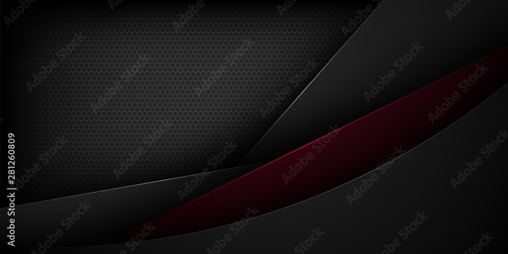 Poster Black abstract vector background with overlapping characteristics.