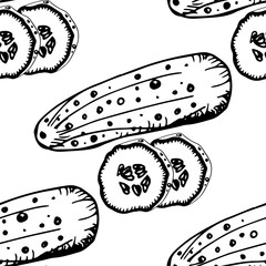 seamless pattern with vegetables cucumber