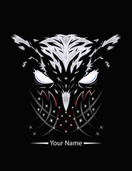 Vector logo owl for T-shirt design , wall decorative or outwear. Hunting tattoo owl style on the dark background