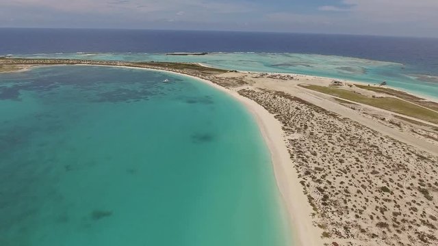Aerial view of La Tortuga Island in Northern Venezuela, 45 nautical miles from Cabo Codera Venezuelan Coast
