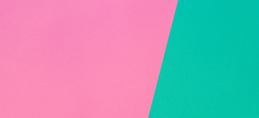 Light pink and turquoise color paper texture background. Abstract geometric paper background with trendy colors