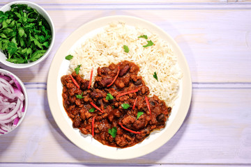Vegetarian Soya Mince Chilli Con Carne and Rice