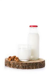 Almond milk isolated on white background