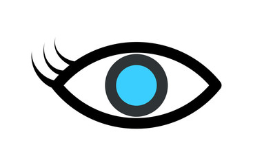 Blue eye icon. Vector illustration isolated on white.