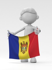 国旗を掲げるモルドバのスポーツ選手