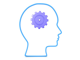 3D Outline of head with gear inside it