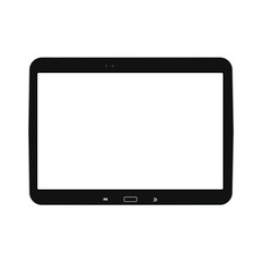  Horizontal tablet or notepad, pad icon. Horizontal Notepad or tablet, pad front view. Tablet or pad, notepad black color, blank screen.