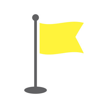 Yellow windy flag on flagpole. Yellow leader flag on flagpole, vector icon.  Pointer or direction, location yellow flag, vector eps10 Stock Vector |  Adobe Stock