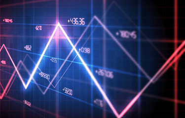 financial charts and graphs background . line graph on screen , illustration