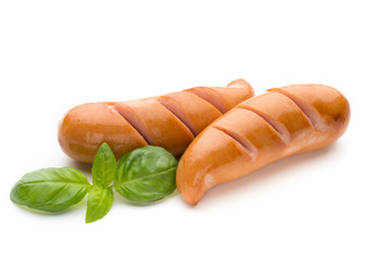 Pork sausage isolated on white background.
