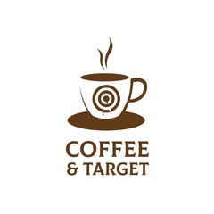 Coffee cup with target graphics on mug logo design