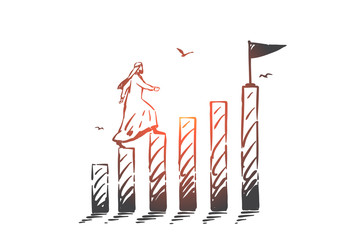 Success, leadership concept sketch concept sketch. Hand drawn isolated vector illustration