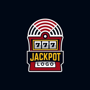 Jackpot machine with text colorful badge illustration logo design