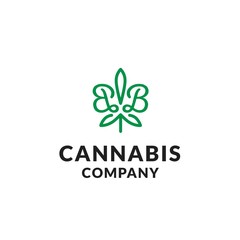 Initial letter BB green cannabis leaf line art logo design