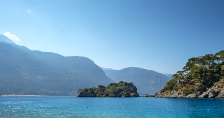Fototapeta premium Oludeniz, Turkey. Blue Lagoon. View of the mountains, and sea