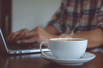 Man working at cafe
