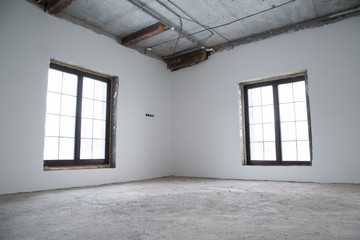 The premises in which the repair is done. Room renovated. Unfinished repairs in the room.