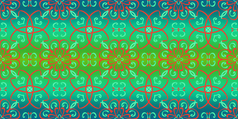 Seamless endless repeating multicolored bright ornament of different colors