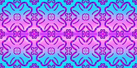 Seamless endless repeating multicolored bright ornament of different colors