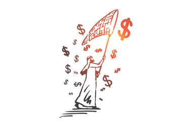 Income, investment, passive income concept sketch. Hand drawn isolated vector illustration