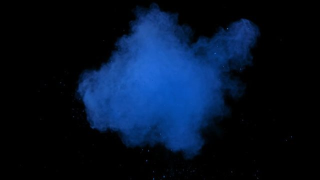 Super Slowmotion Shot of Blue Powder Explosion at 1000fps.