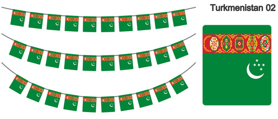 Fototapeta na wymiar トルクメニスタンの国旗のガーラーンド　ベクターデータ（bunting garland）