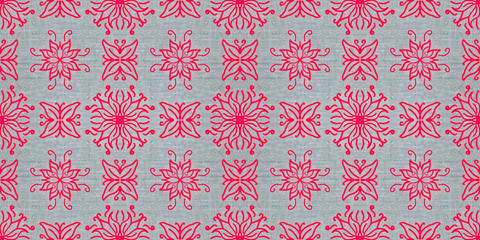 Seamless endless repeating multicolored bright ornament of different colors