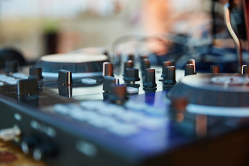DJ console. Close-ups.