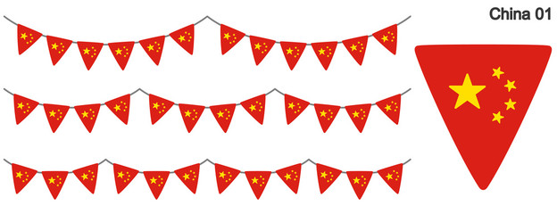 Obraz premium 中国の国旗のガーラーンド ベクターデータ（bunting garland）