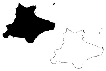 Monastir Governorate (Governorates of Tunisia, Republic of Tunisia) map vector illustration, scribble sketch Monastir map