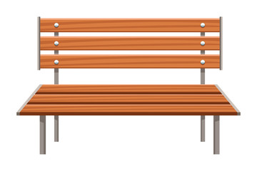 Wooden park bench isolated cartoon