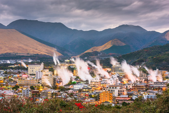 Beppu, Japan Cityscape With Hot Spring Bath Houses