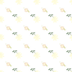 Pattern of bouquets of simple, clear, ordinary flowers in Victorian colors