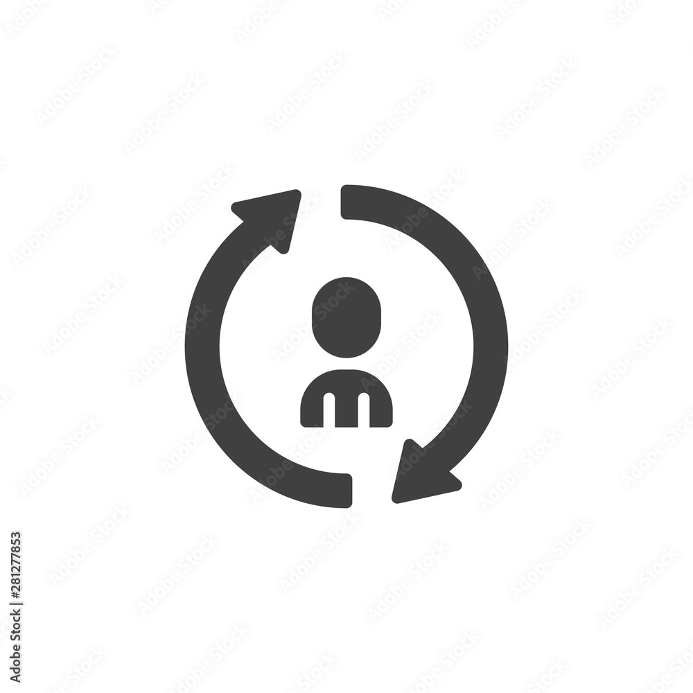 Poster human resources vector icon. profile reload filled flat sign for mobile concept and web design. man 
