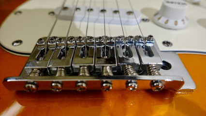 electric guitar tremolo . closeup