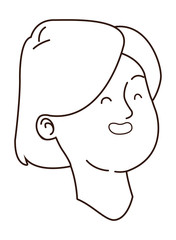 Teenager woman smiling face cartoon in black and white