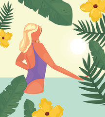 woman summer time vacations design