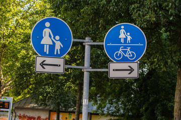 Traffic signs scattered through the streets of Europe and Canada