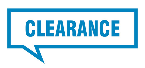 clearance sign. clearance square speech bubble. clearance