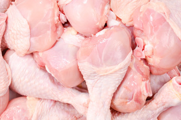 Tasty raw chicken legs. Top view.
