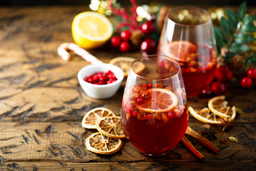 Traditional homemade berry punch with spices