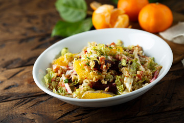 Cabbage salad with orange and beetroot