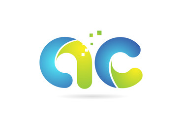 ac a c blue green combination alphabet letter logo icon design