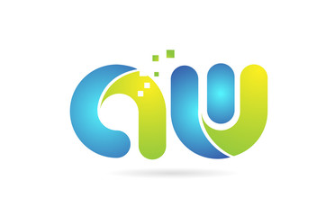 aw a w blue green combination alphabet letter logo icon design