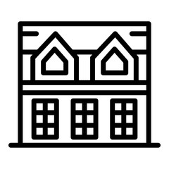 House with attic icon. Outline house with attic vector icon for web design isolated on white background