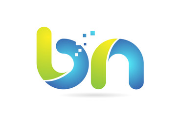 bn b n blue green combination alphabet letter logo icon design