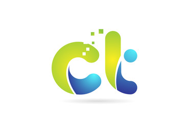 Fototapeta premium ct c t blue green combination alphabet letter logo icon design