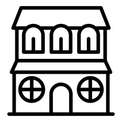 House with round windows icon. Outline house with round windows vector icon for web design isolated on white background